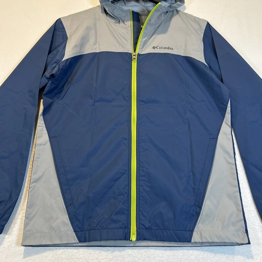 Columbia Rain Jacket Boys XL 18 20 Glennaker Hooded Blue Windbreaker 1574731
